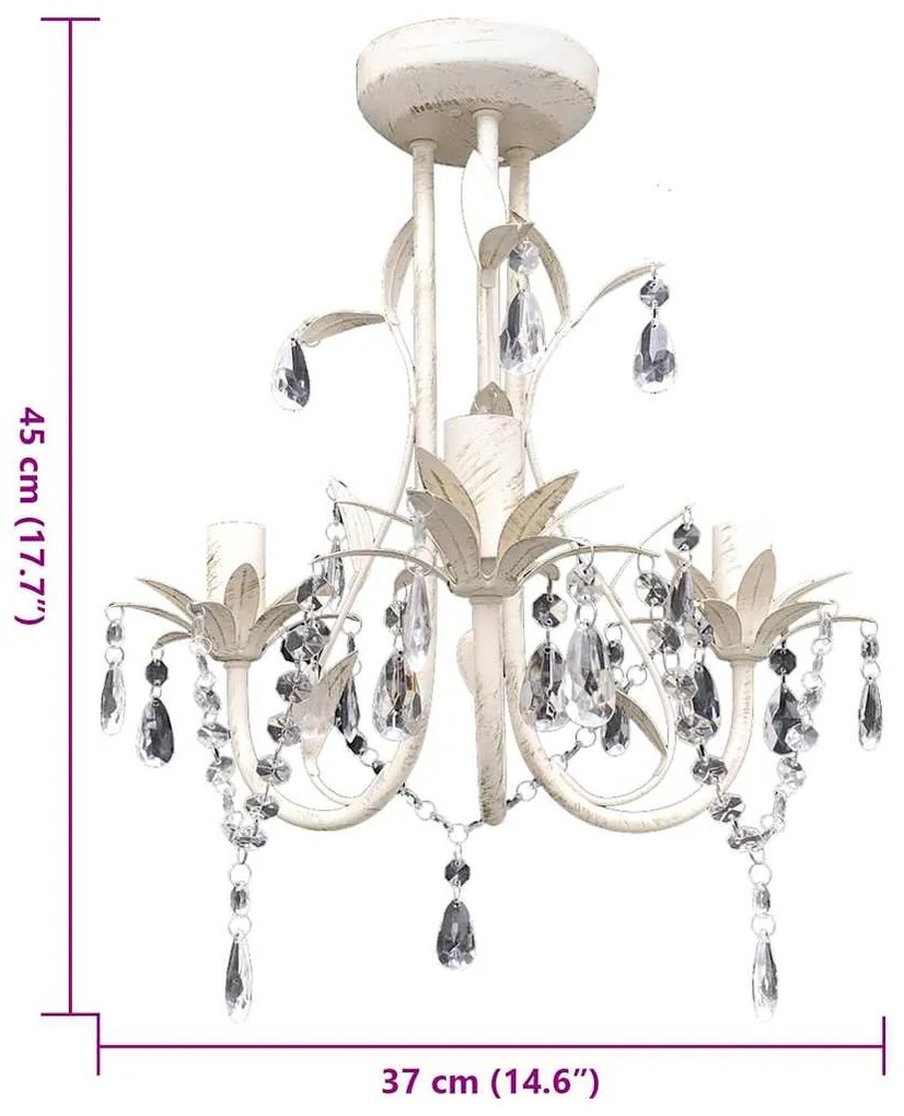 Candelabro com Cristais Pendente Elegante em branco