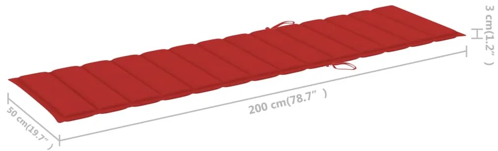 Espreguiçadeiras 2 pcs com almofadão vermelho teca maciça