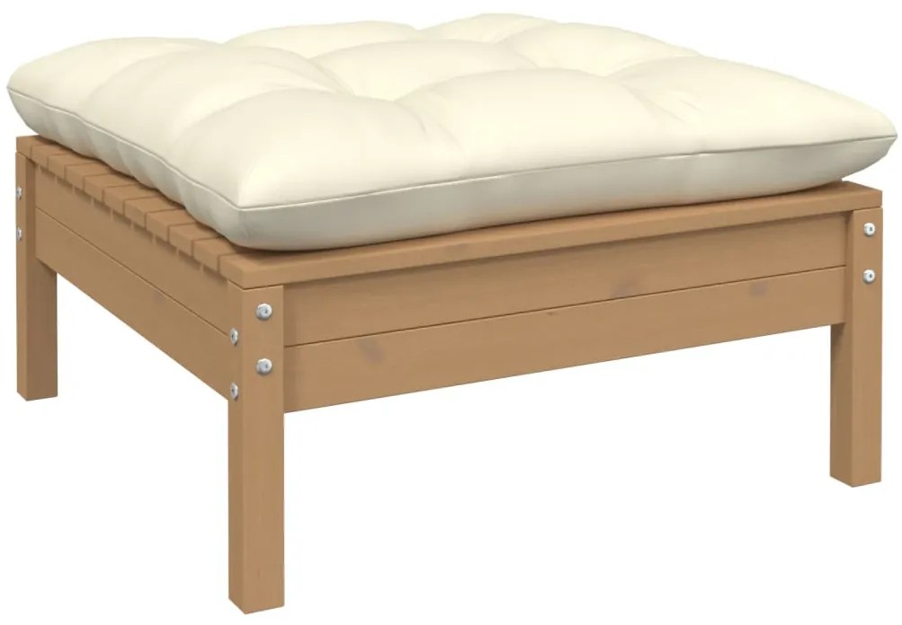 6pcs conj. lounge jardim + almofadões pinho maciço castanho-mel