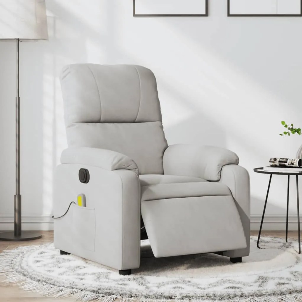 vidaXL Poltrona massagens reclinável elétrica microfibra cinza-claro