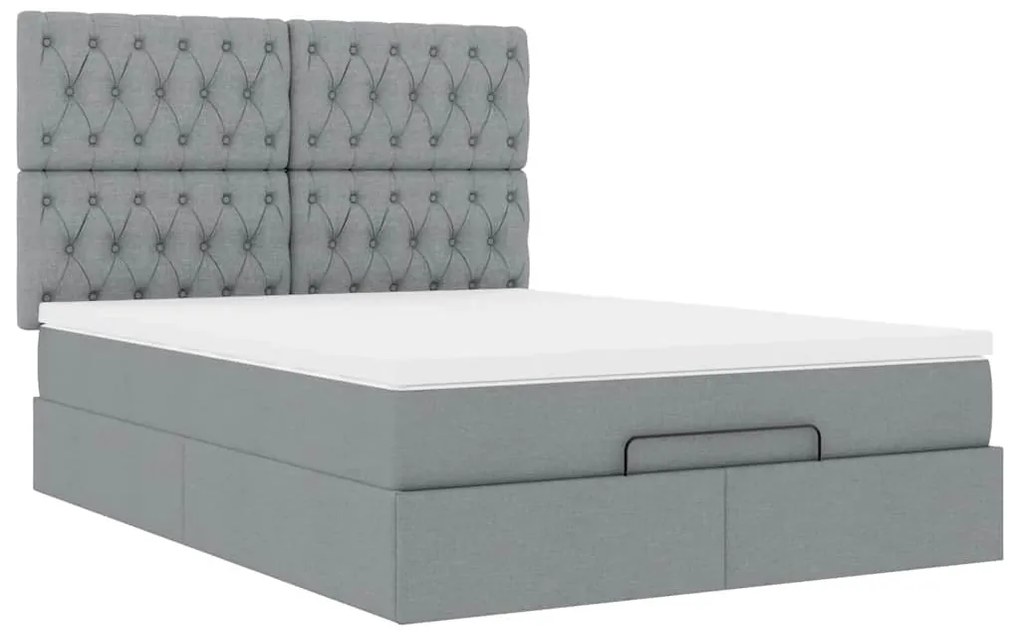 Estrutura de cama otomana com colchão 140x190 cm cinzento claro