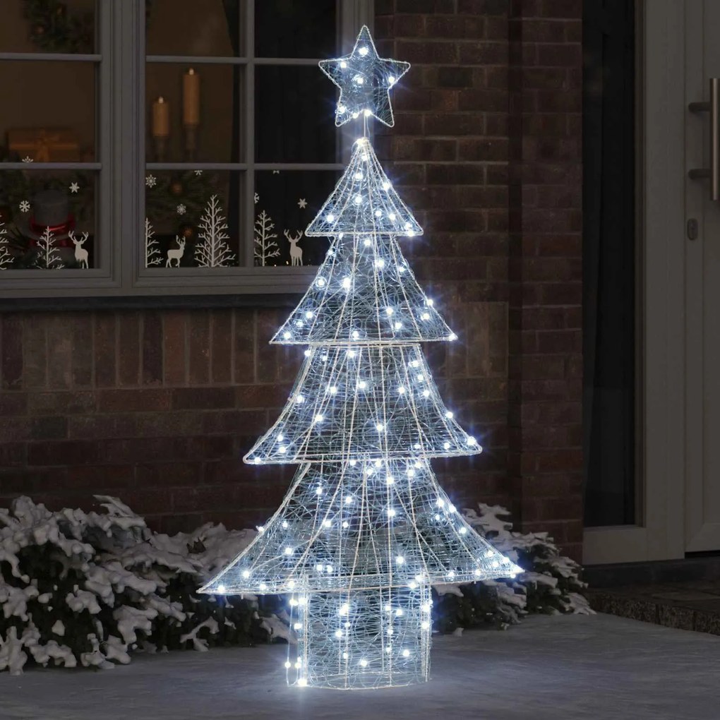 vidaXL Árvore de Natal com 160 LEDs Branco frio 150 cm Acrílo