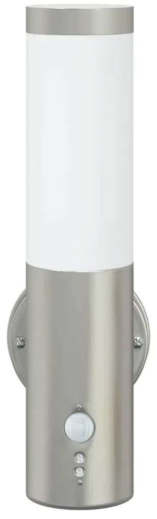 Lanterna de Parede Externa com Sensor Prateado Aço Inoxidável IP44