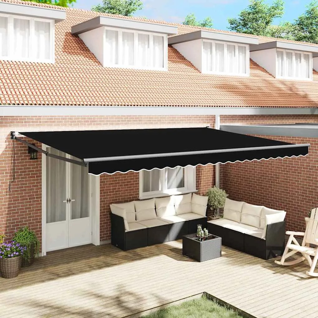 vidaXL Toldo Manual Preto 500 x 300 x 165 cm Poliéster e Metal