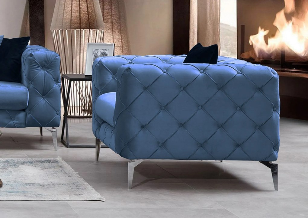 Poltrona "Azul LUX" – 108x90x73 cm – Cor Azul - Design Moderno