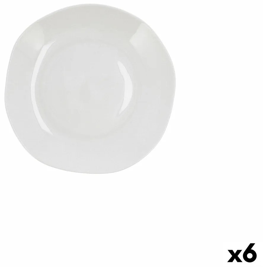 Prato Fundo Ariane Earth Cerâmica Branco 23 cm (6 Unidades)