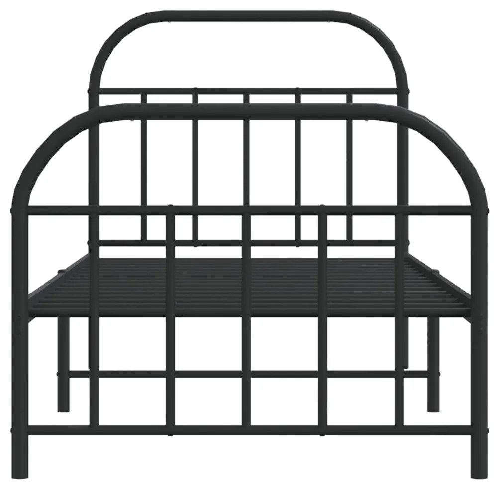 Estrutura de cama com cabeceira e pés 90x190 cm metal preto