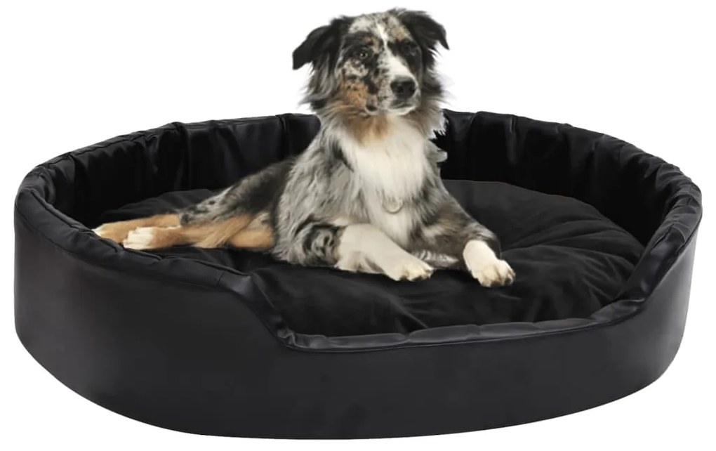 vidaXL Ninho p/ cães 90x79x20 cm pelúcia/couro artificial preto