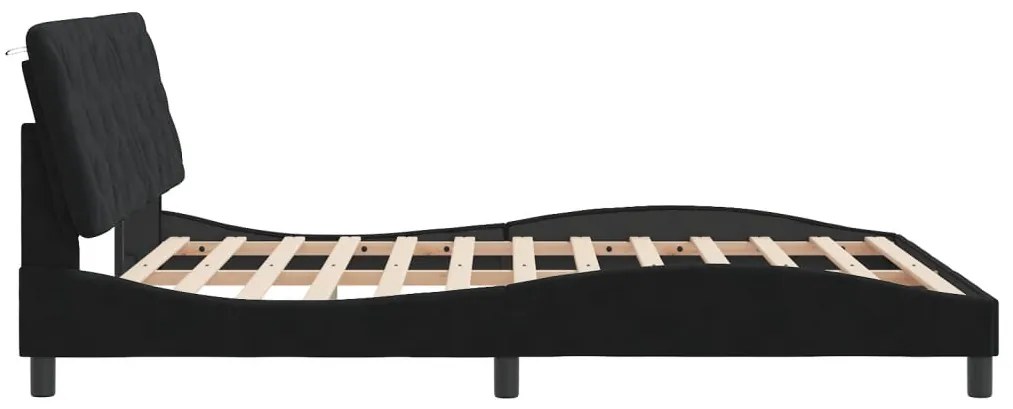 Estrutura de cama c/ luzes LED 160x200 cm veludo preto