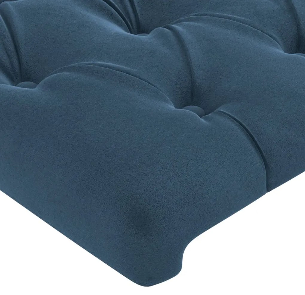 Cabeceira de cama c/ abas veludo 147x23x78/88cm azul-escuro