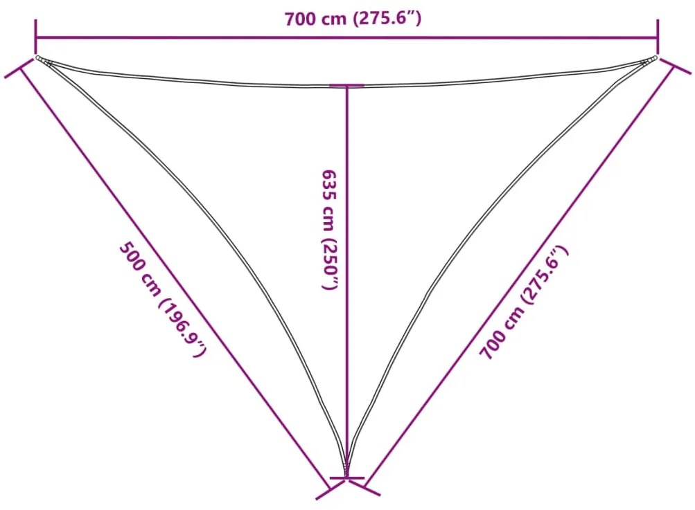 Para-sol estilo vela tecido oxford triangular 5x7x7 m antracite
