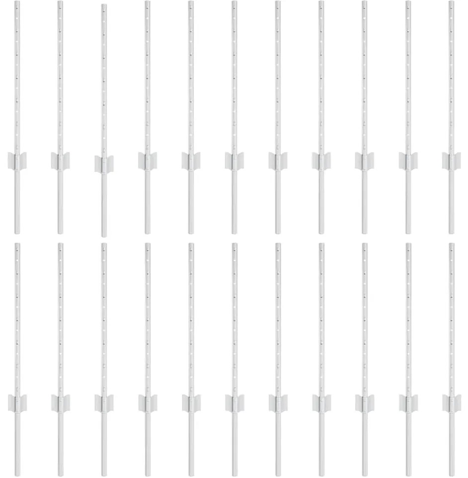 Postes de Cerca 22 pcs Prateado 50 x 0.6 m Aço Galvanizado