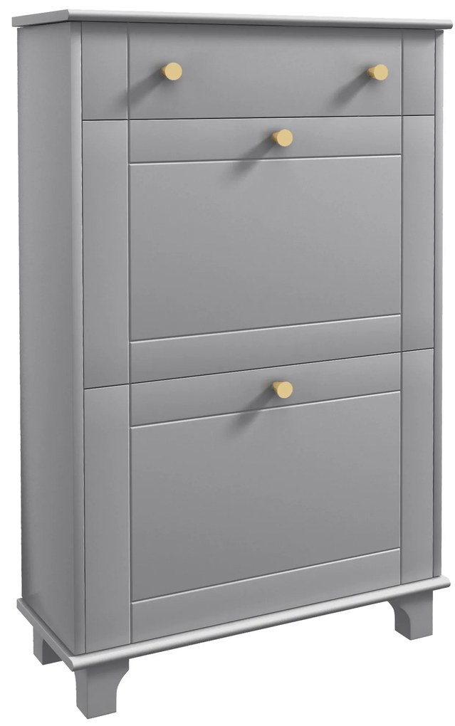 HOMCOM Sapateira Móvel Sapateira Estreita com 2 Portas e 1 Gaveta para 8 Pares de Sapatos 60x23,5x98,5 cm Cinzento