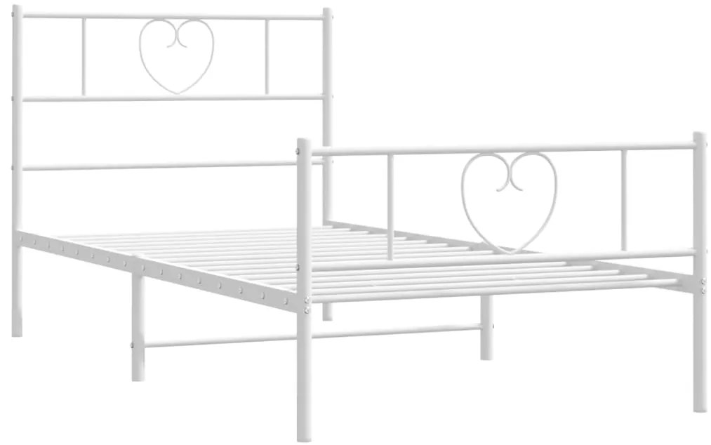 Estrutura de cama com cabeceira e pés 80x200 cm metal branco