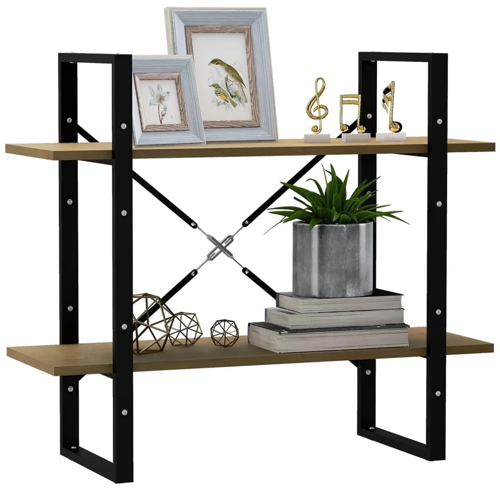 Estante com 2 prateleiras 80x30x70 cm pinho maciço castanho