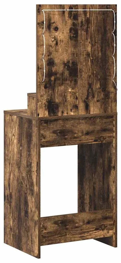 Mesa de Maquilhagem com Luzes LED em Carvalho Fumado 50x41x135 cm
