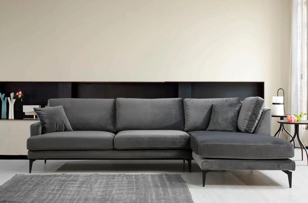 Sofá de Canto Papira - Antracite - 283 x 180 cm