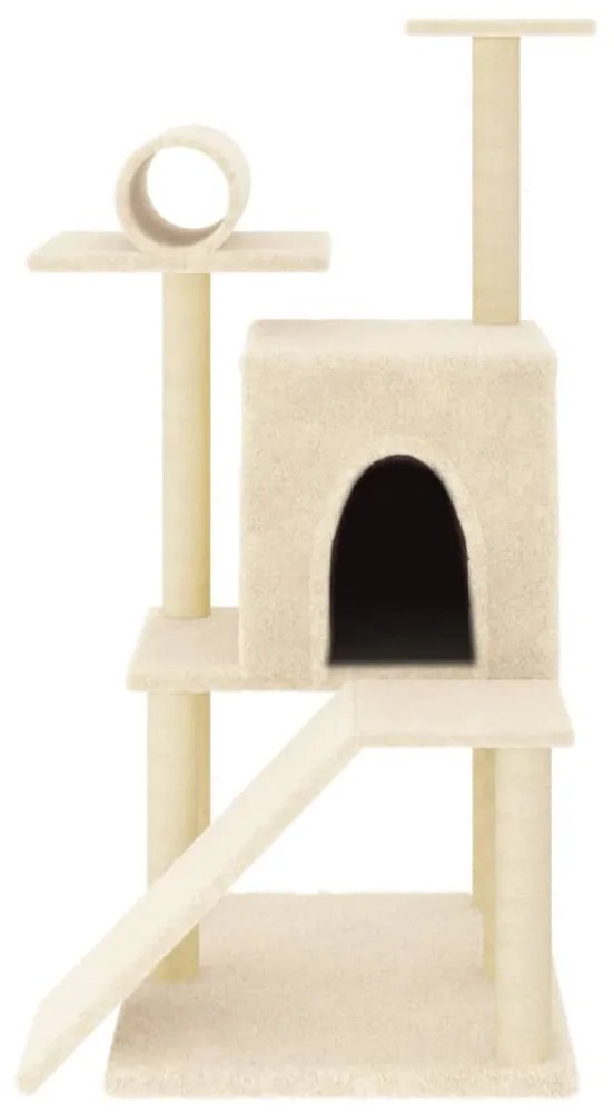 Árvore para gatos c/ postes arranhadores sisal 110,5 cm creme