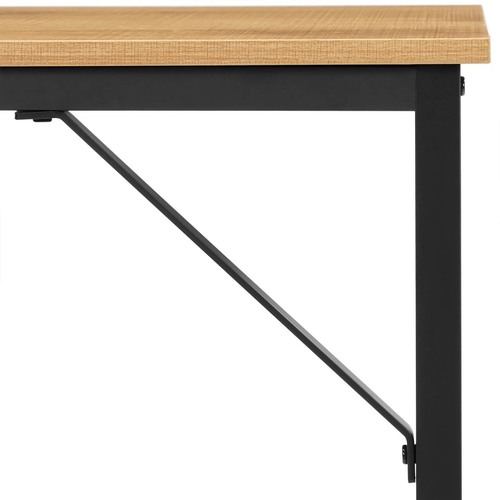 Secretária com estrutura metálica 100 x 50 x 75 cm castanho-mel e preto