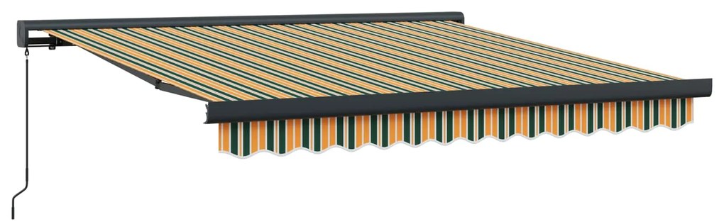 vidaXL Toldo Retrátil Verde e Amarelo 300 x 250 cm Tecido e Metal