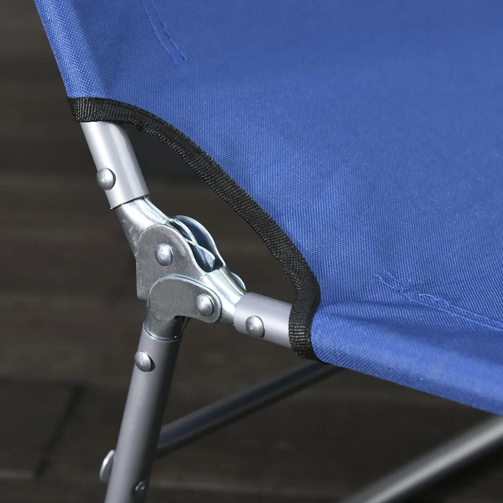 Espreguiçadeira de jardim reclinável e dobrável com orifício de leitura, apoio de cabeça e encosto ajustável em 5 níveis 182x56x24,5 cm azul