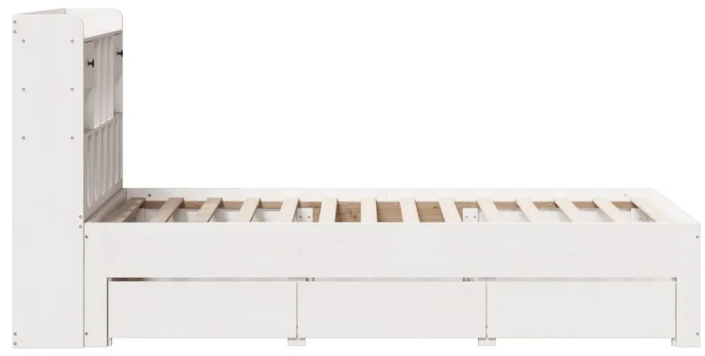 Cama com estante sem colchão 90x190 cm pinho maciço branco