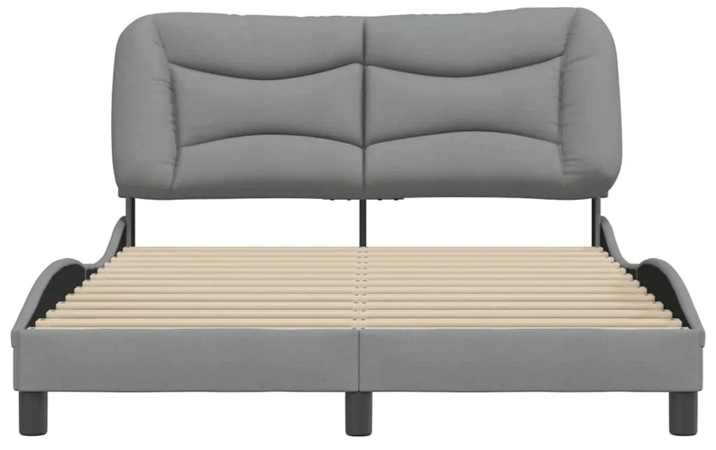 Estrutura de cama sem colchão 140x200 cm tecido cinzento-claro
