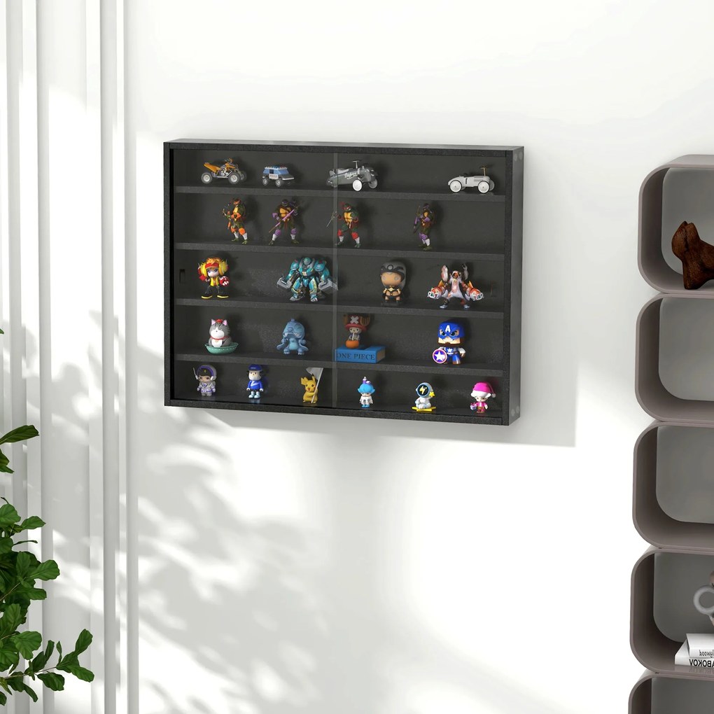 Vitrine de Parede de Madeira com Prateleiras Ajustáveis e 2 Portas Cor