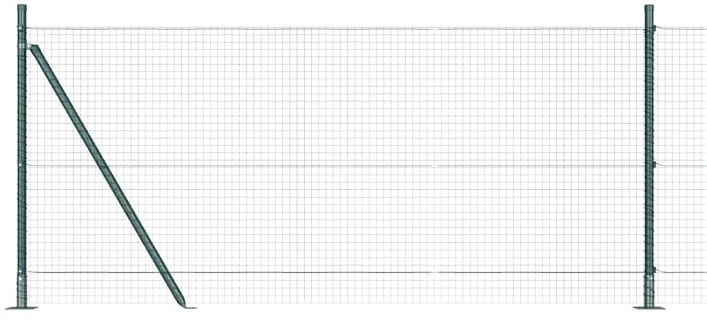 Cerca de Arame Soldado com 13 Postes de Flange Verde 0.8x100 m Aço