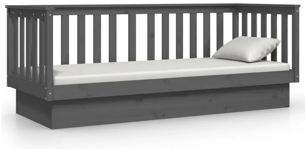 Sofá-cama 75x190 cm madeira de pinho maciça cinzento