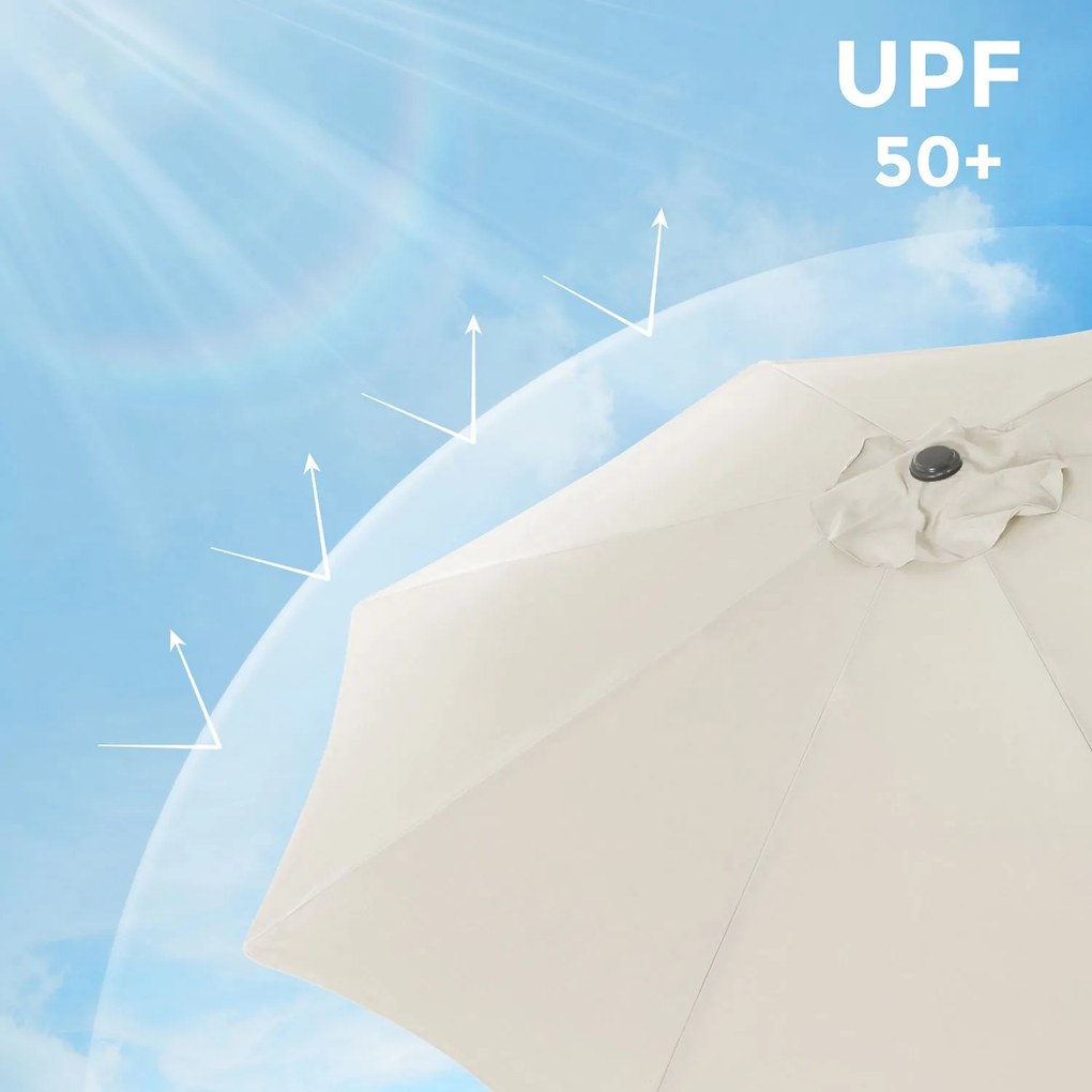 Guarda-sol jardim Ø 270 cm proteção solar até UPF 50+ Bege