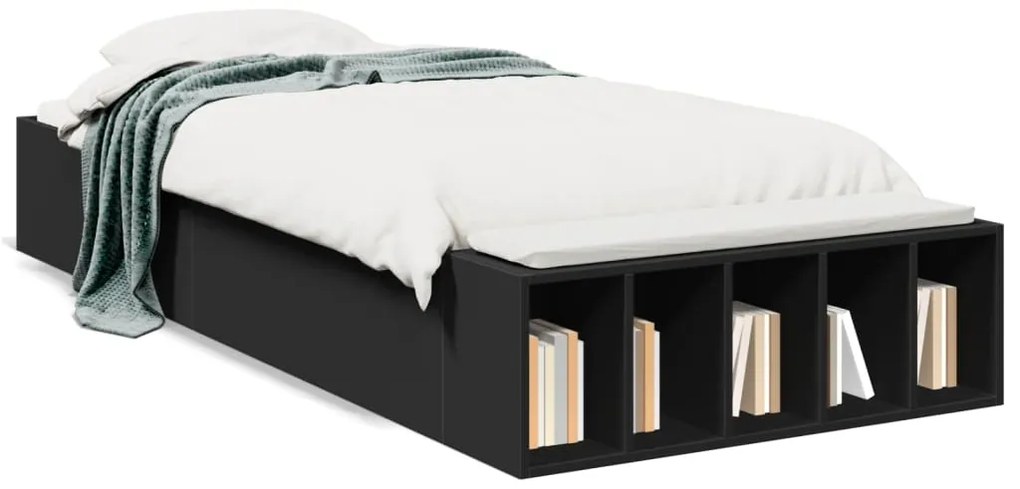 Estrutura de cama 75x190 cm derivados de madeira preto