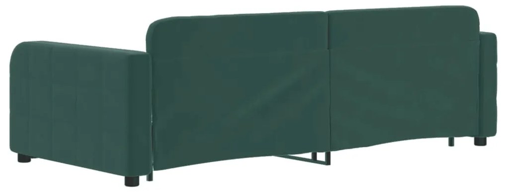 Sofá-cama c/ gavetão e gavetas 90x200 cm veludo verde-escuro