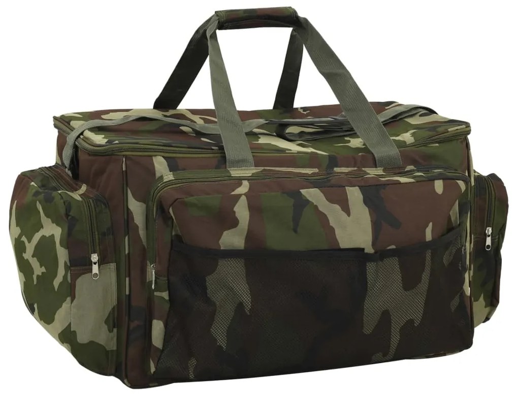 vidaXL Saco de pesca impermeável tecido oxford camuflagem verde