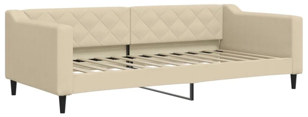 Sofá-cama com colchão 90x200 cm tecido cor creme