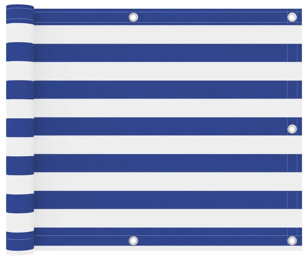vidaXL Tela de varanda 75x500 cm tecido Oxford branco e azul