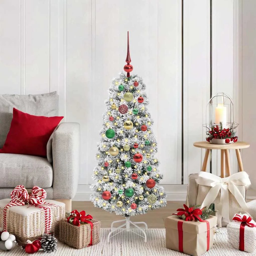 vidaXL Árvore de Natal Articulada Artificial Verde e Branco 120 cm