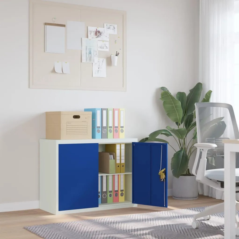 339726 vidaXL Arquivador 90x40x70 cm aço cinzento-claro e azul