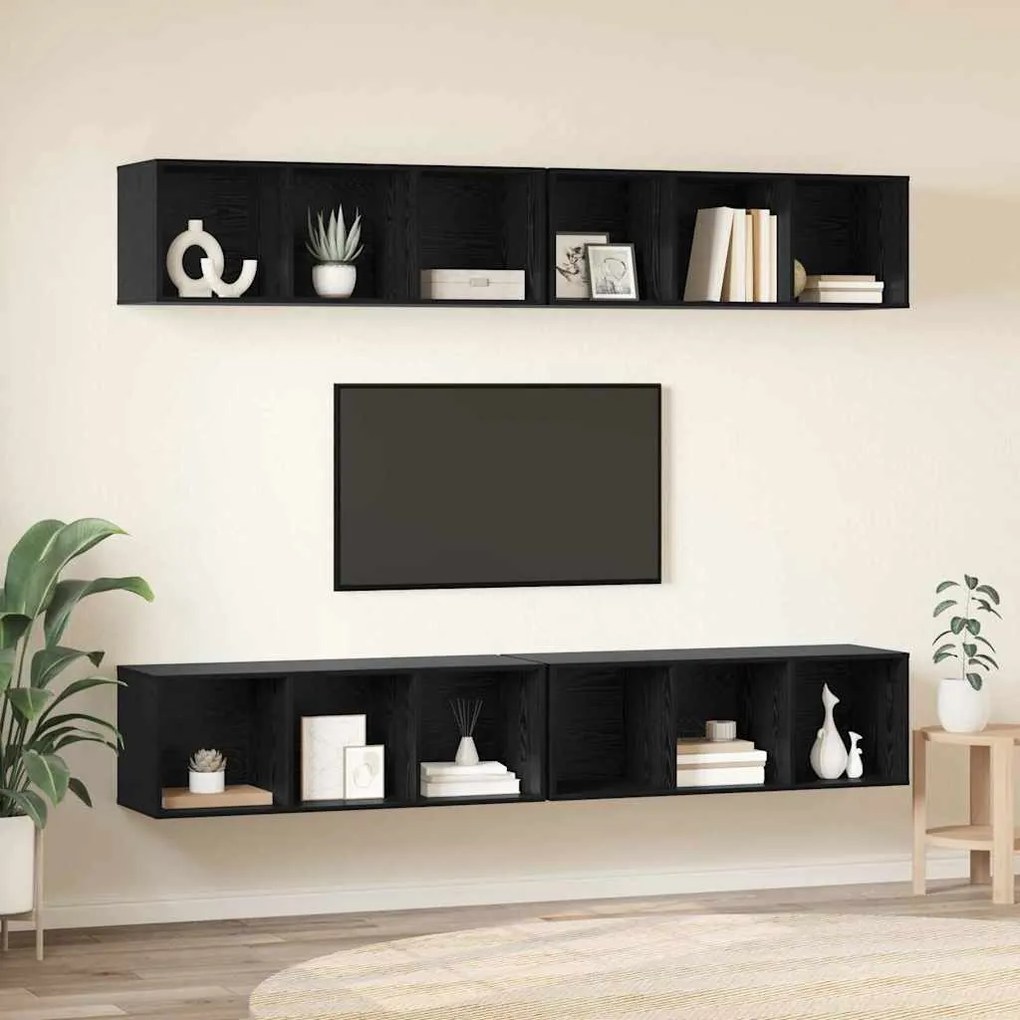 Gabinete de TV de Parede com prateleira com armazenamento 4 pcs Carval
