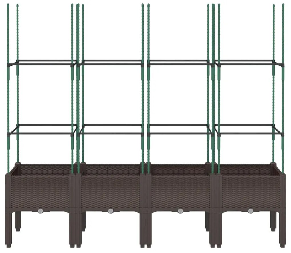 Vaso/floreira de jardim c/ treliça 160x40x142,5cm PP castanho
