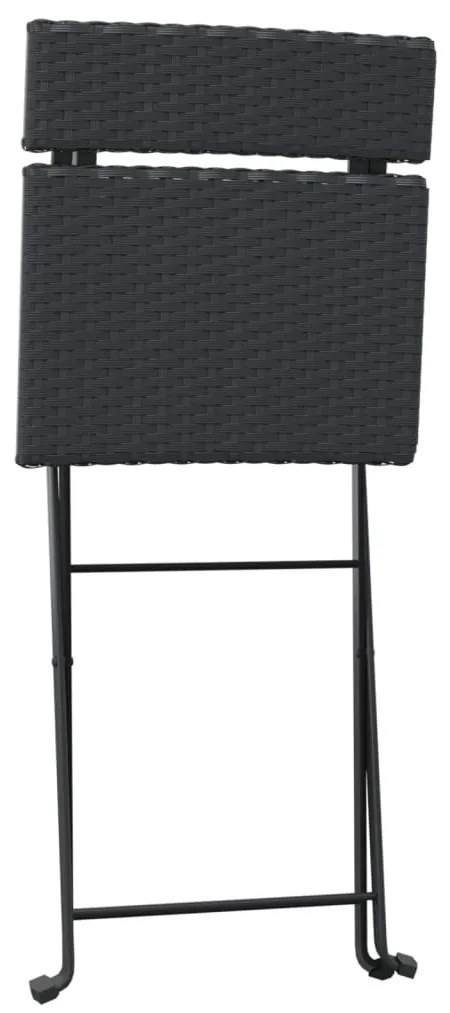 Cadeiras de bistrô dobráveis 4 pcs vime PE e aço preto