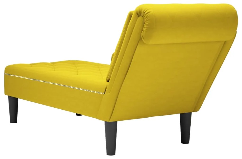 Chaise lounge c/almofada/apoio de braços direito veludo amarelo