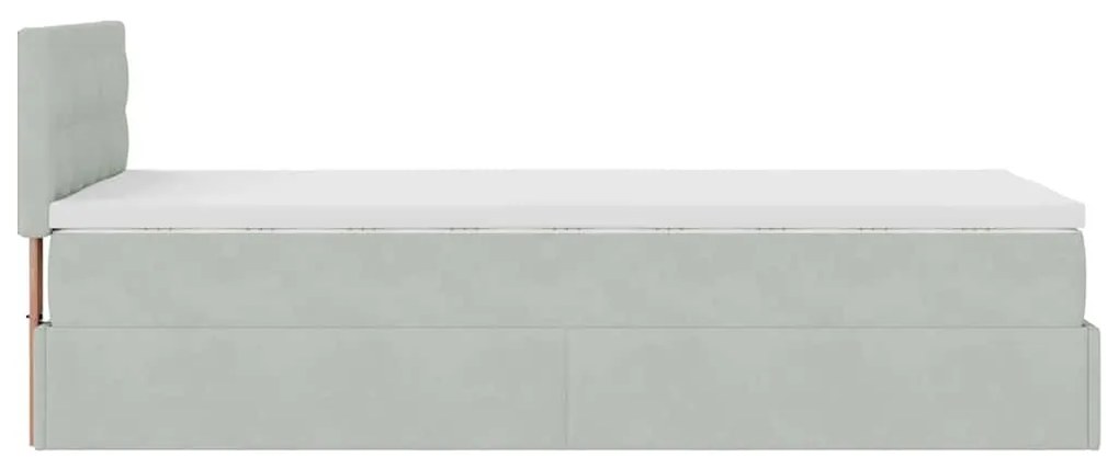 Estrutura cama otomana colchão 90x200 cm veludo cinzento claro
