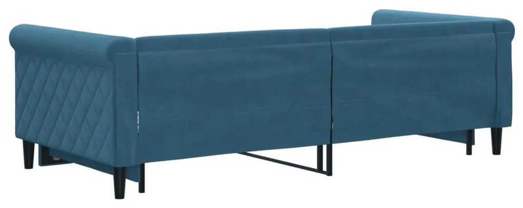 Sofá-cama com gavetão 90x200 cm veludo azul