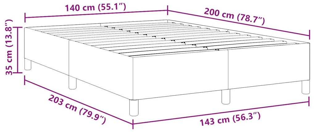 Cama vidaXL Cinza Claro 140x200 cm em Tecido Cotelê