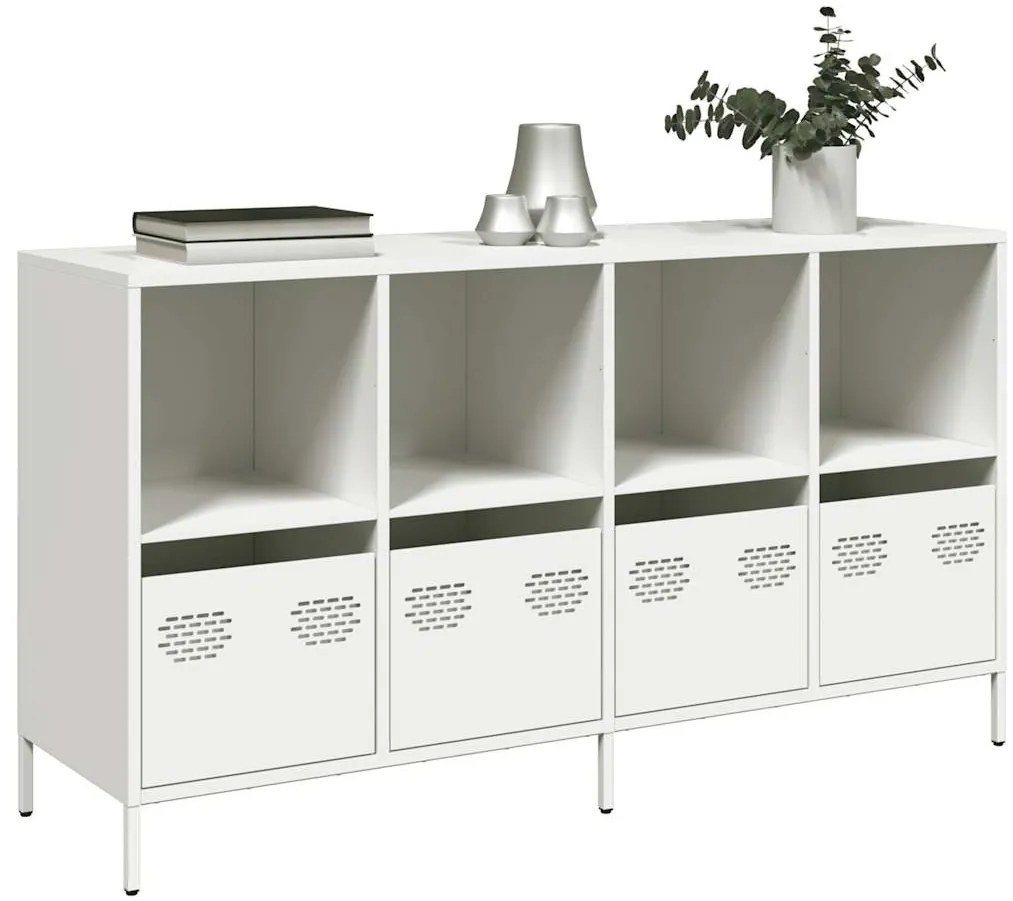 vidaXL Aparador 135x39x73,5 cm aço laminado a frio branco