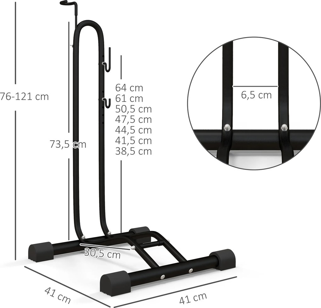 Estacionamento de Bicicletas Vertical e Horizontal com Ganchos Ajustáveis para Bicicletas de 6 a 28 Polegadas e 700 C