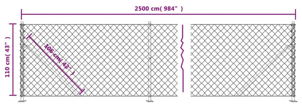 Cerca de arame com flange 1,1x25 m antracite