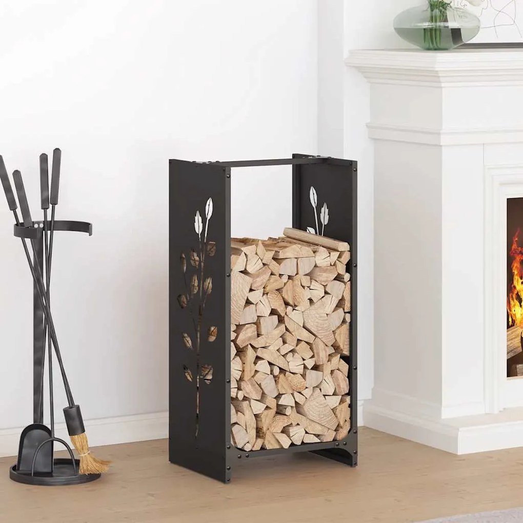 Suporte para lenha 40x30x80 cm aço laminado a frio preto