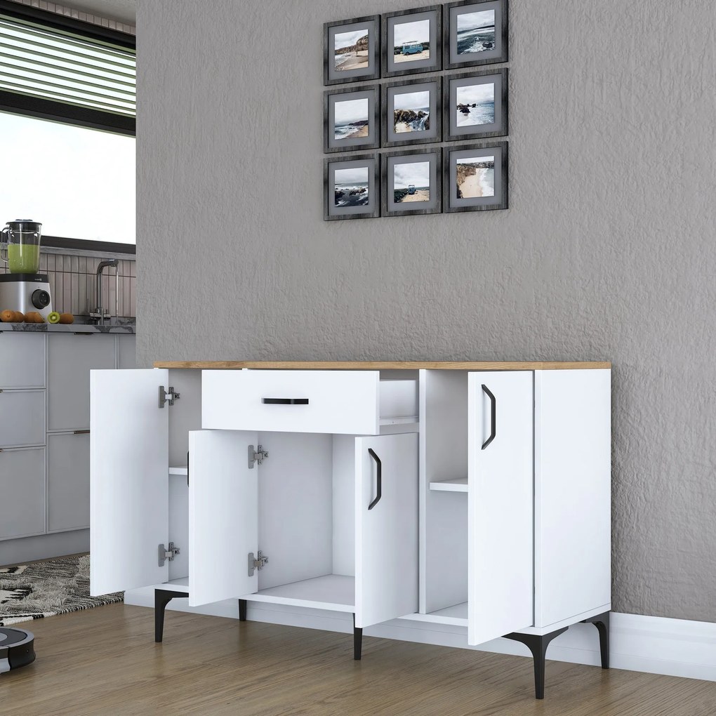 Armário Multiuso JE136 – Branco Nogueira – 120x78,6x40 cm